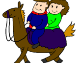 Coloring page Prince and princess on horseback painted byChantelle