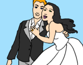 Coloring page The bride and groom painted byi love you.