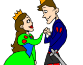 Coloring page Prince and princess looking at each other painted byChantelle