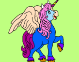 Coloring page Unicorn with wings painted byLana