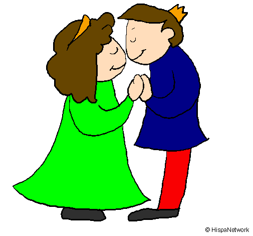 Coloring page Prince and princess kissing painted byChantelle