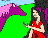 Coloring page Princess and horse painted byjuaquni