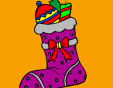 Coloring page Stocking with presents II painted bylalachica
