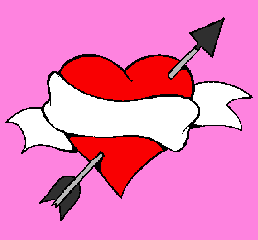 Coloring page Heart, arrow and ribbon painted bykurumi