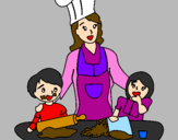 Coloring page Cooking with mom painted byjuaquni