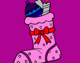 Coloring page Stocking with presents II painted byanika