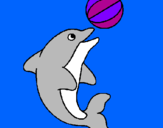 Coloring page Dolphin playing with a ball painted bysnoopyfan