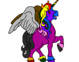 Coloring page Unicorn with wings painted byDemon