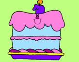 Coloring page Birthday cake painted bysaloni