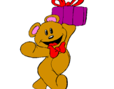 Coloring page Teddy bear with present painted bymathusha