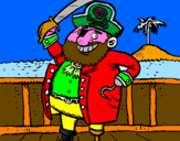 Coloring page Pirate on deck painted bykelan