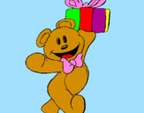 Coloring page Teddy bear with present painted byvdefe
