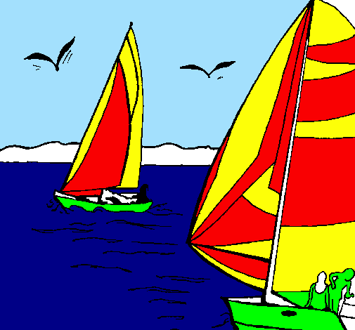 Coloring page Sails at high sea painted byDemon
