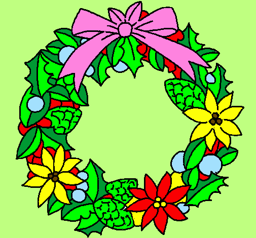 Coloring page Wreath of Christmas flowers painted bysaloni