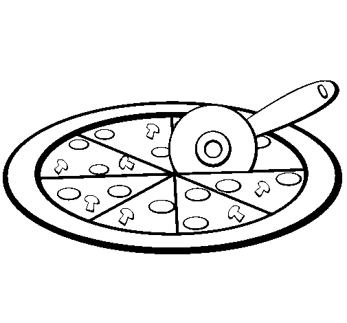 Coloring page Pizza painted byc