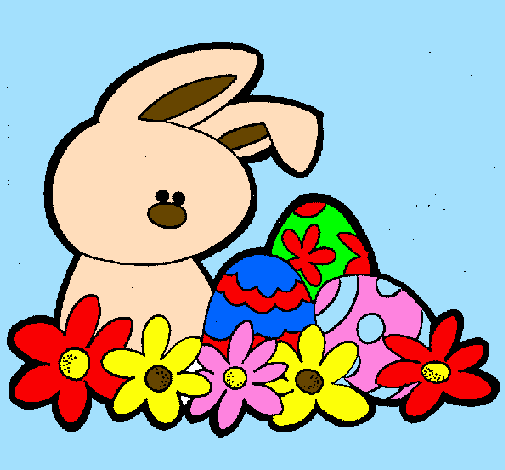 Coloring page Easter Bunny painted bysaloni