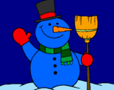 Coloring page snowman with broom painted byFFFDoso