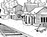 Coloring page Train station painted bykll