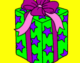Coloring page Present wrapped in starry paper painted byFFFDoso