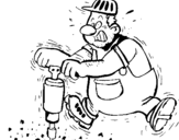 Coloring page Worker painted byrock driller