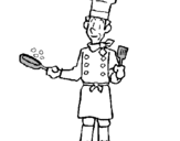 Coloring page Cook cooking painted bycook