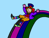 Coloring page Leprechaun on a rainbow painted byaurora