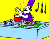 Coloring page Cook in the kitchen painted bylucas