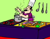 Coloring page Cook in the kitchen painted bysharon