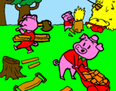 Coloring page Three little pigs 1 painted by nate