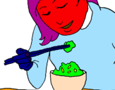 Coloring page Eating rice painted bypablo y fer el chilletas
