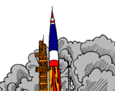 Coloring page Rocket launch painted by dragoneye
