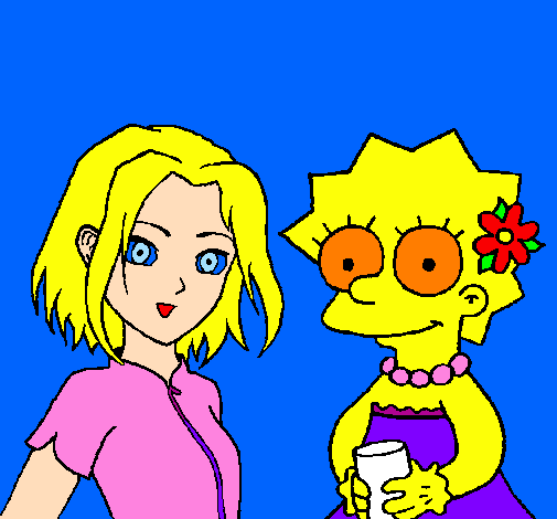 Coloring page Sakura and Lisa painted byjulieta v. b.