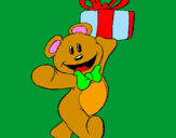 Coloring page Teddy bear with present painted byjavi-alonso