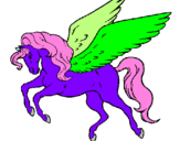 Coloring page Pegasus flying painted byc