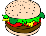Coloring page Hamburger with everything painted byfaith