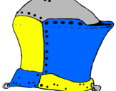 Coloring page Knight's helmet painted byblue and yellow