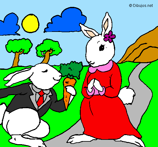 Coloring page Rabbits painted byleticr2