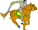 Coloring page Knight on horseback IV painted bytrissy