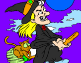 Coloring page Witch flying painted byallisson