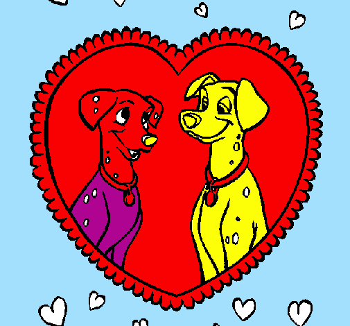 Coloring page Dalmatians in love painted byaurora40