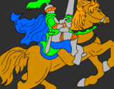 Coloring page Knight on horseback painted byengish isle