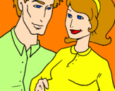 Coloring page Father and mother painted byrossmery