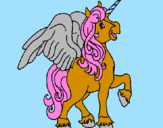 Coloring page Unicorn with wings painted byEmina