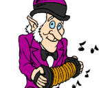Coloring page Leprechaun with accordion painted byMuzicar