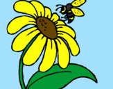 Coloring page Daisy with bee painted byPersikla