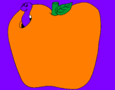 Coloring page Worm in fruit painted byEleanor