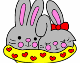 Coloring page Rabbits in love painted byamira best