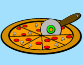 Coloring page Pizza painted byana clara