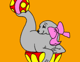 Coloring page Seal playing ball painted by~ Lejla  ~
