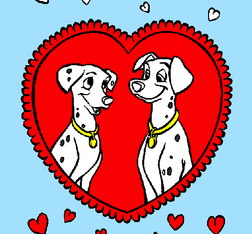 Coloring page Dalmatians in love painted byguille